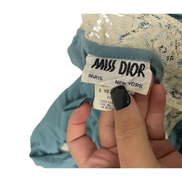 Vintage Miss Dior Paris Womens Dress Nightgown SZ 10 Blue Long Sleeve Maxi Shift - Picture 3 of 8